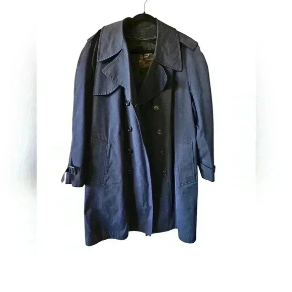 London Fog Double Breasted Dark BlueTrench Coat Size 40 Short. - Picture 2 of 15
